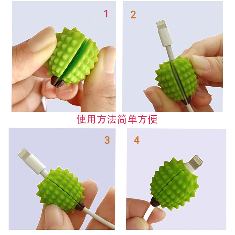 Cartoon charging data cable protector, suitable for Android fast charging, three-in-one anti-break, bite line protector, protective cord