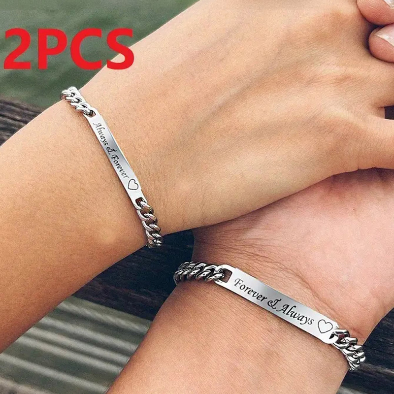 Stainless Steel Vacuum Electroplating Non-Fading Titanium Steel DIY Engraved Bracelet Cuban Chain Text Date Coordinate Laser