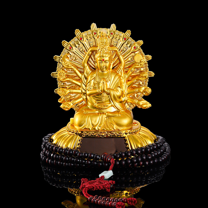 Car solar wheel car decoration alloy double-sided thousand-handed Guanyin ornaments car interior accessories decoration car ornaments