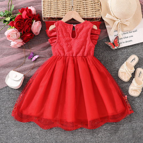 Girls' Dress—Cross-Border Children's Clothing 2026 Spring/Summer New Arrival: Sweet, Three-Dimensional Butterfly Mesh Vest Princess Dress for Girls