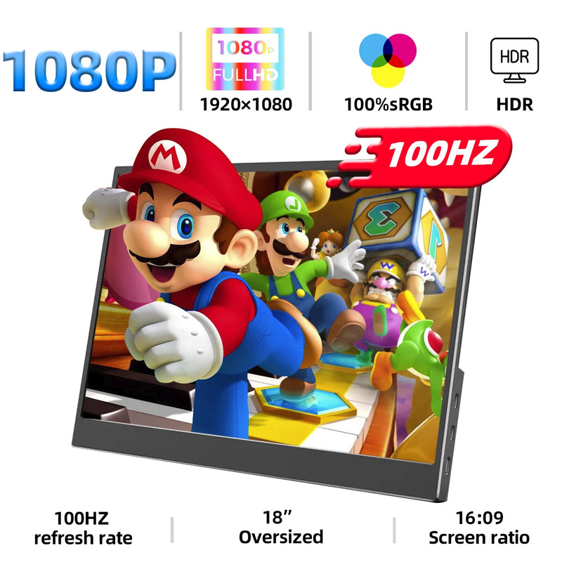 18inch E-sPorts 1080P Portable Monitor SuPPorts SWITCH/XBOX/PS5/comPuter/mobile Phone