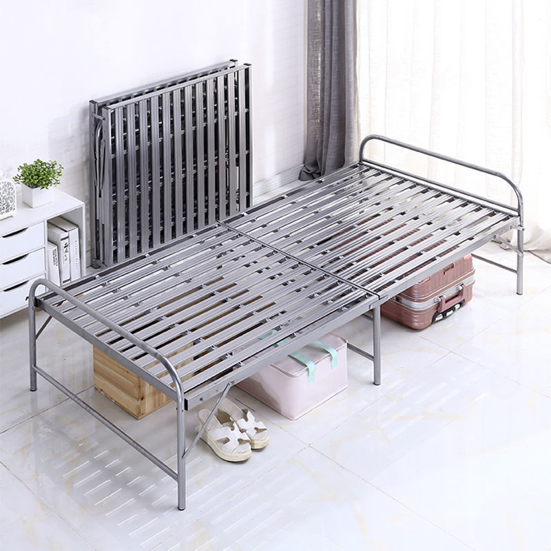 Envío gratis Cama plegable Cama individual Cama de alambre de acero Cama plegable Cama de hierro para el almuerzo Cama simple Cama doble plegable Una pieza al por mayor