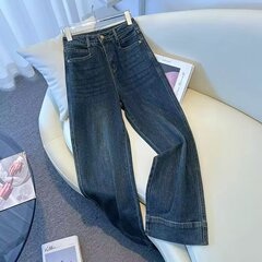 复古高街阔腿牛仔裤女高腰垂感直筒裤宽松梨形身材百搭阔腿长裤潮
