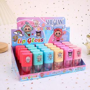 Cross-Border Hot Selling Cute Cartoon Sequin Lip Gloss Water-Gloss Mirror Glass Lip Glaze Non-Fading Lip Gloss Moisturizing Lip Oil