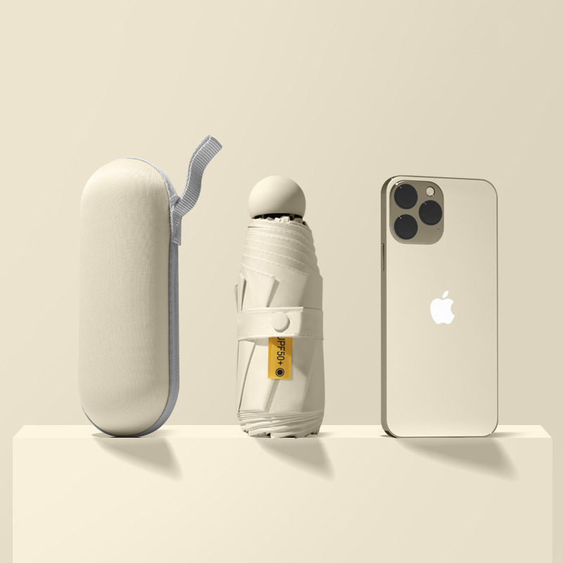 Sunscreen 50% Fold 8 Bone Umbrella Pocket Capsule Umbrella Black Rubber Folding Sun Umbrella Small Mini Sunshade Sunny Umbrella Advertising Umbrella