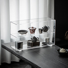 亚克力茶具置物架家用透明茶具收纳架茶杯茶壶展示架带背板