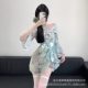 Japanese Style Soft Girl Cherry Blossom Print Kimono Nightgown Women's Nightgown Bow Waist Sexy Pure Private