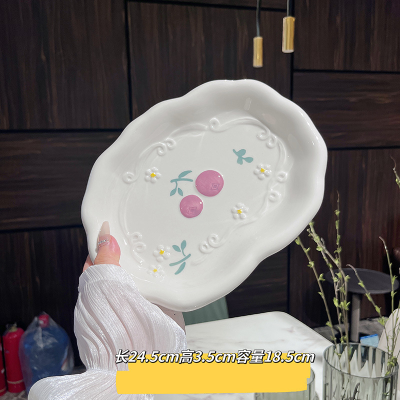 美しい釉薬の色、クリエイティブでキュートな食器、セラミックボウルと皿セット、スプーン、プレート、家庭用デザートプレート、インスタントラーメンボウル|undefined