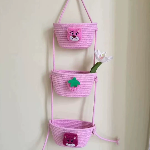 Fuchsia strawberry, doll, hanging basket, 21×11cm