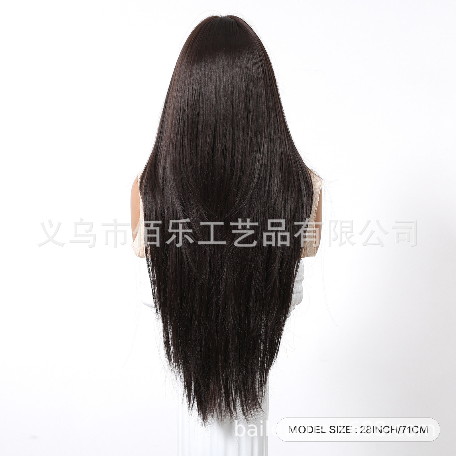 Perucas negras largas y rectas mujeres cubiertas de cabeza con franjas de capas de cabello largo y recto en Europa y América venta caliente de pelucas Xu Chang