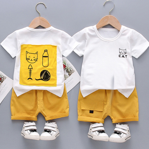 Summer T-shirt and Short Pants Set for Baby Boys (1-3 years old) - Stylish Two-Piece Outfit