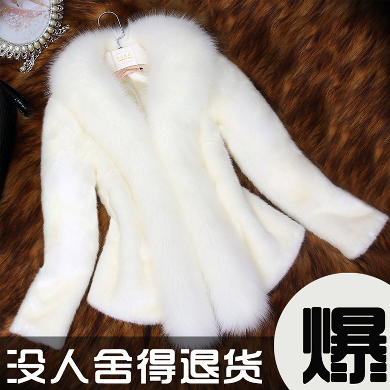 New Fur Coat Women's Short Rex Rabbit Fur Imitation Sable Fur Imitation Coat Fox Fur Collar Slim Fit