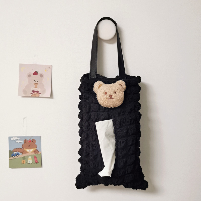 Korean-style cute bear tissue box cover for car seat backs, suitable for babies and children