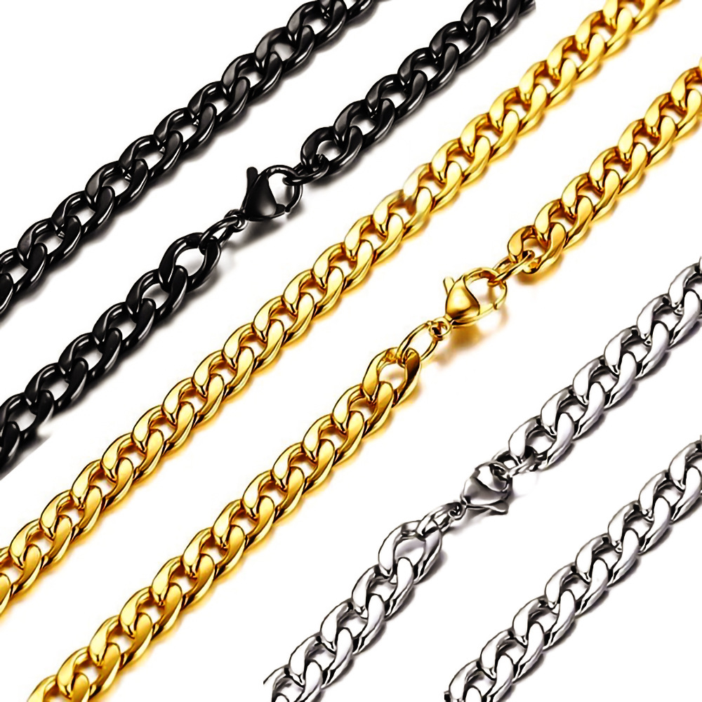 golden black necklace stainless steel