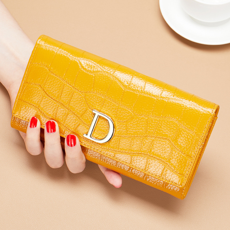 Women's Large Capacity Long Wallet Fashionable Multifunctional Genuine Leather Clutch With Multi Card Slot Cowhide_voghion.com