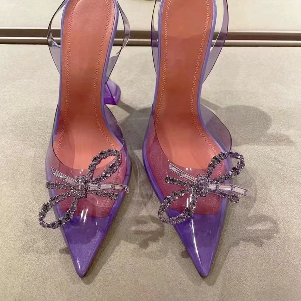 Европейская и американская Аннина Муабби туфелька с носком буквой pointed toe прозрачные прохладные летние новые стиль бабочка кристаллы стразами пряжка сексуальные носки на каблуке
