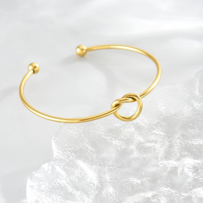 Cross-Border Popular Stainless Steel Knotted Bracelet Open Ring Bracelet Women's European and American Jewelry Titanium Steel Gold Bracelet Wholesale Cross-Border Popular Stainless Steel Knotted Bracelet Open Ring Bracelet Women's European and American Jewelry Titanium Steel Gold Bracelet Wholesale