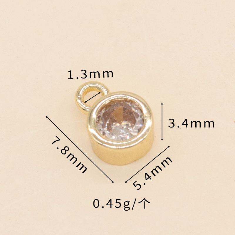 2g Weight Zircon Inlay Material 1 Piece Copper Zircon Round