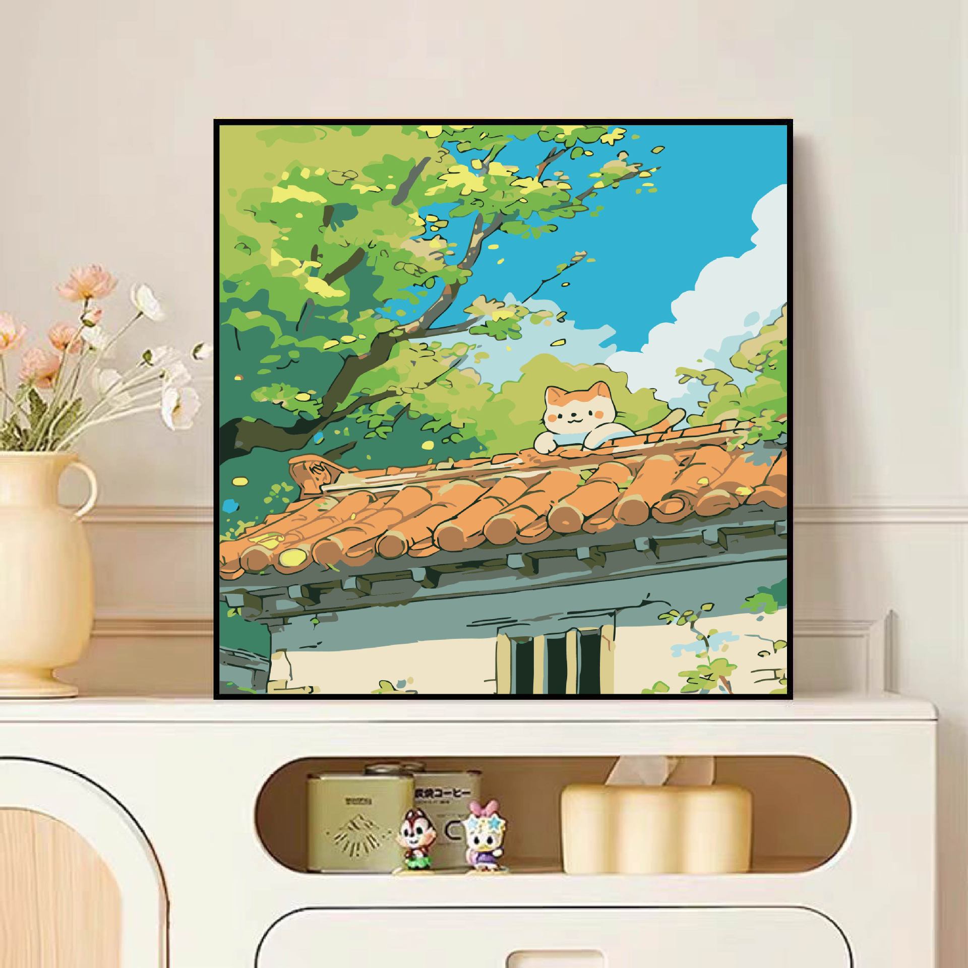 Diy pintura al óleo digital dibujos animados para niños pinturas acrílicas pintadas a mano pinturas de tamaño pequeño pinturas al óleo pintadas de color simple descompresión