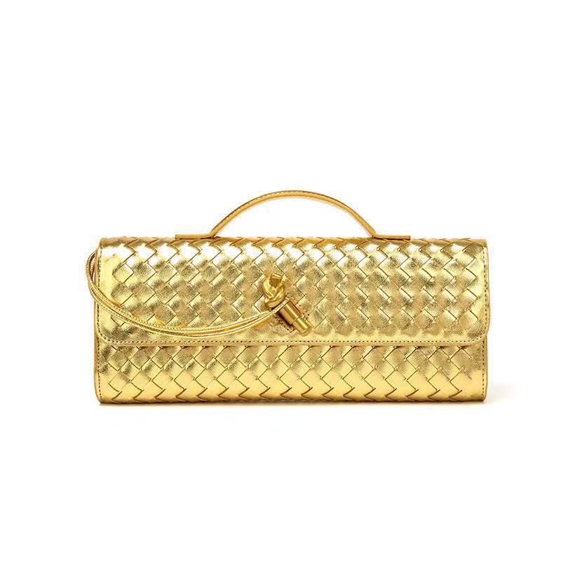 Niche Design Luxury Woven Shoulder Baguette Bag, Fashionable Elegant Clutch Evening Bag, Women's Crossbody Bag - Thumbnail 2