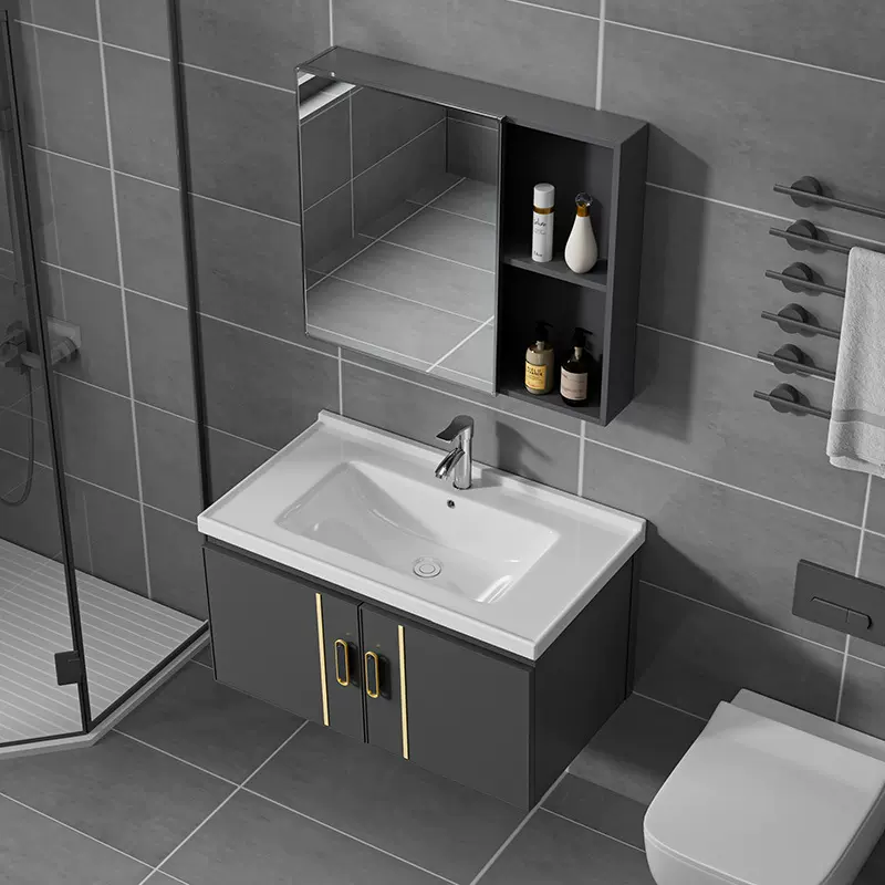 【厂家直销】太空铝合金防水浴室柜组合家用洗脸盆柜洗手间洗漱台