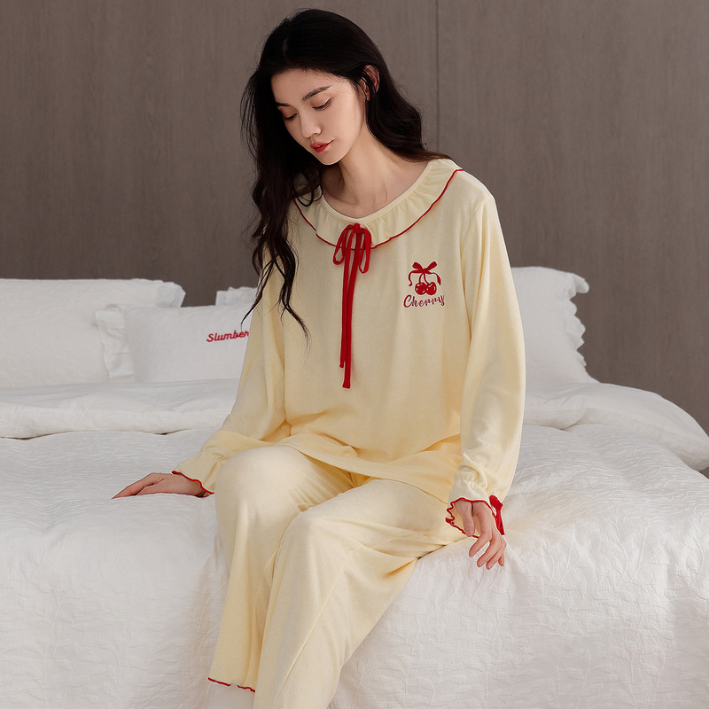 Spring and Autum Pajamas for Women, Palace Style Thin Terry Cloth, Comfortable and High-End Girls' Outer Wear, Casual Cool Air-Conditioned Clothes Spring and Autum Pajamas for Women, Palace Style Thin Terry Cloth, Comfortable and High-End Girls' Outer Wear, Casual Cool Air-Conditioned Clothes