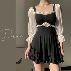 2023 Summer New Women's One-Piece Straight Skirt Style Swimwear Conservative Slimming Stomach Covering Beach Swimwear