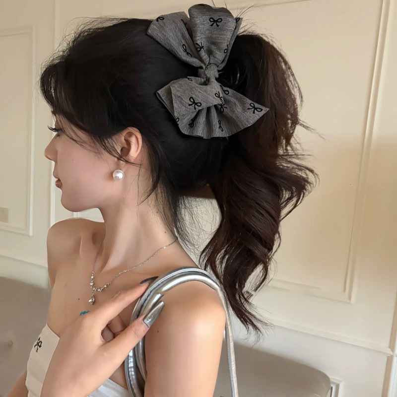 韩系高级感蝴蝶结抓夹女后脑勺格雷系百搭鲨鱼夹时尚百搭发饰品|undefined