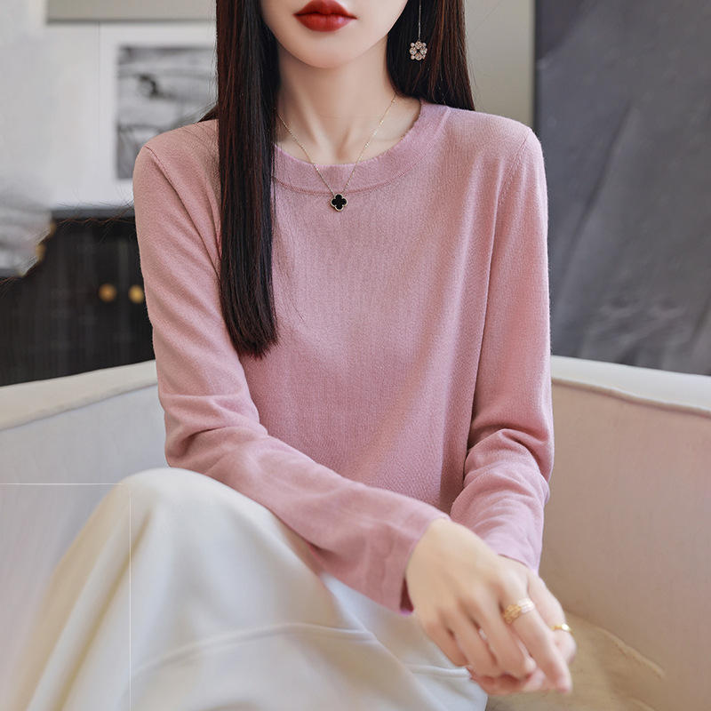 Lyocell Wool Blended Thin Sweater Women's All-match Loose Pullover Worsted Sweater Thin Base Sweater