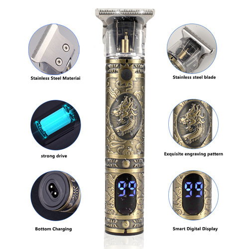 Cross-border T9 LCD digital display USB rechargeable electric hair clipper engraving electric clipper professional hair clipper wholesale