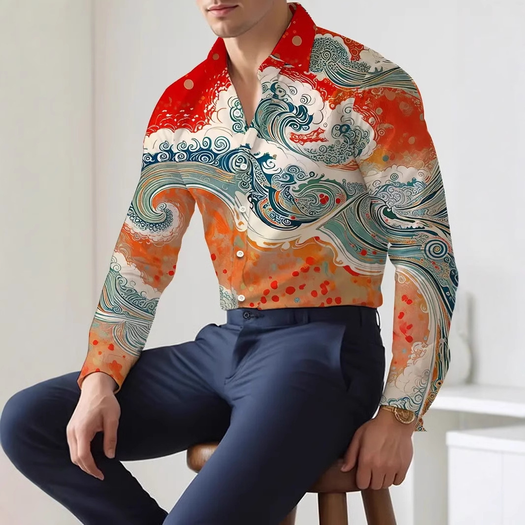 Productos europeos American Cross-border 2025 nueva tendencia de la moda casual de alta calidad cool guapo camisa de manga larga MB12