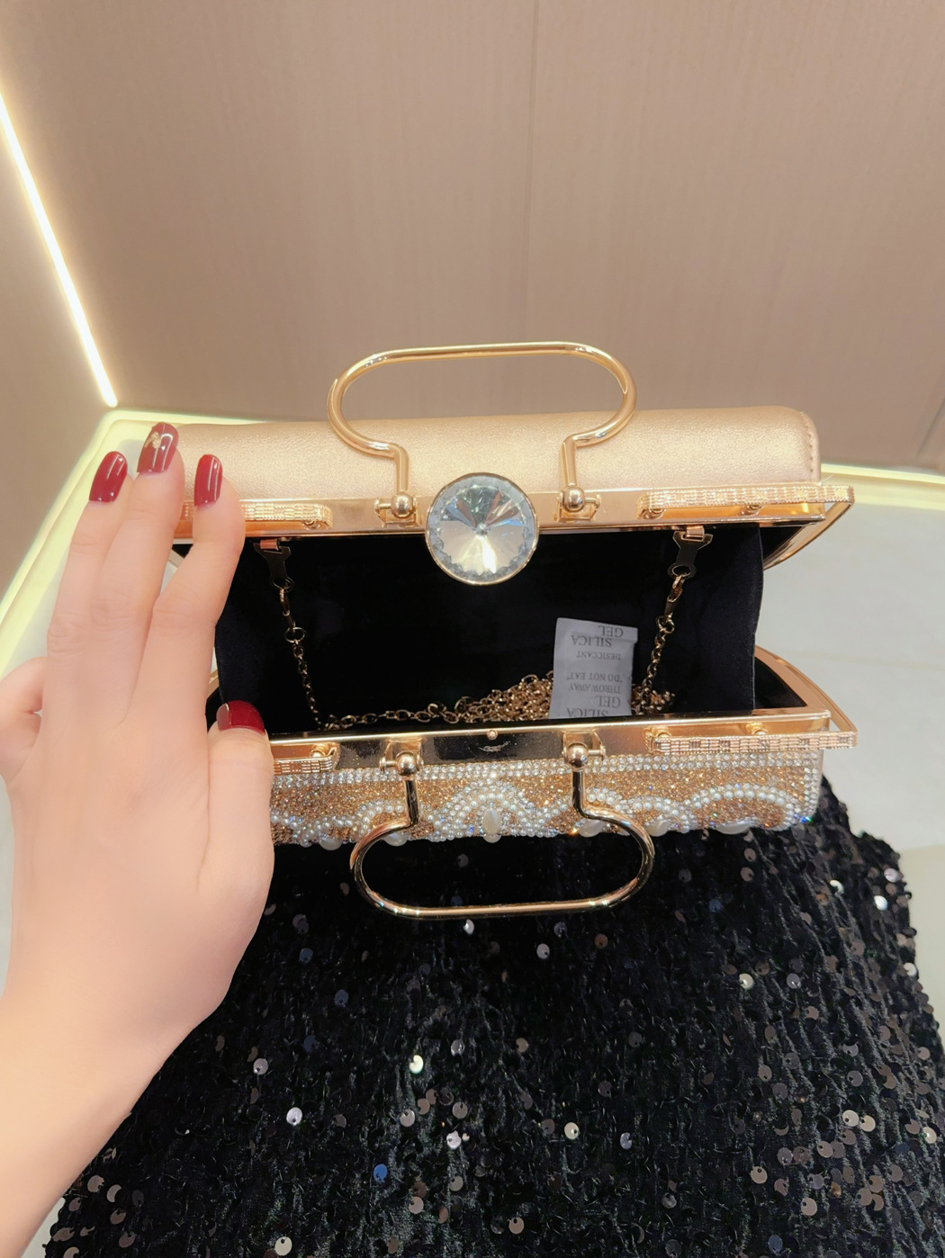 Nuevo bolso retro transfronterizo bar fiesta boda cumpleaños banquete bolso de diamantes incrustado crossbody bolso de noche