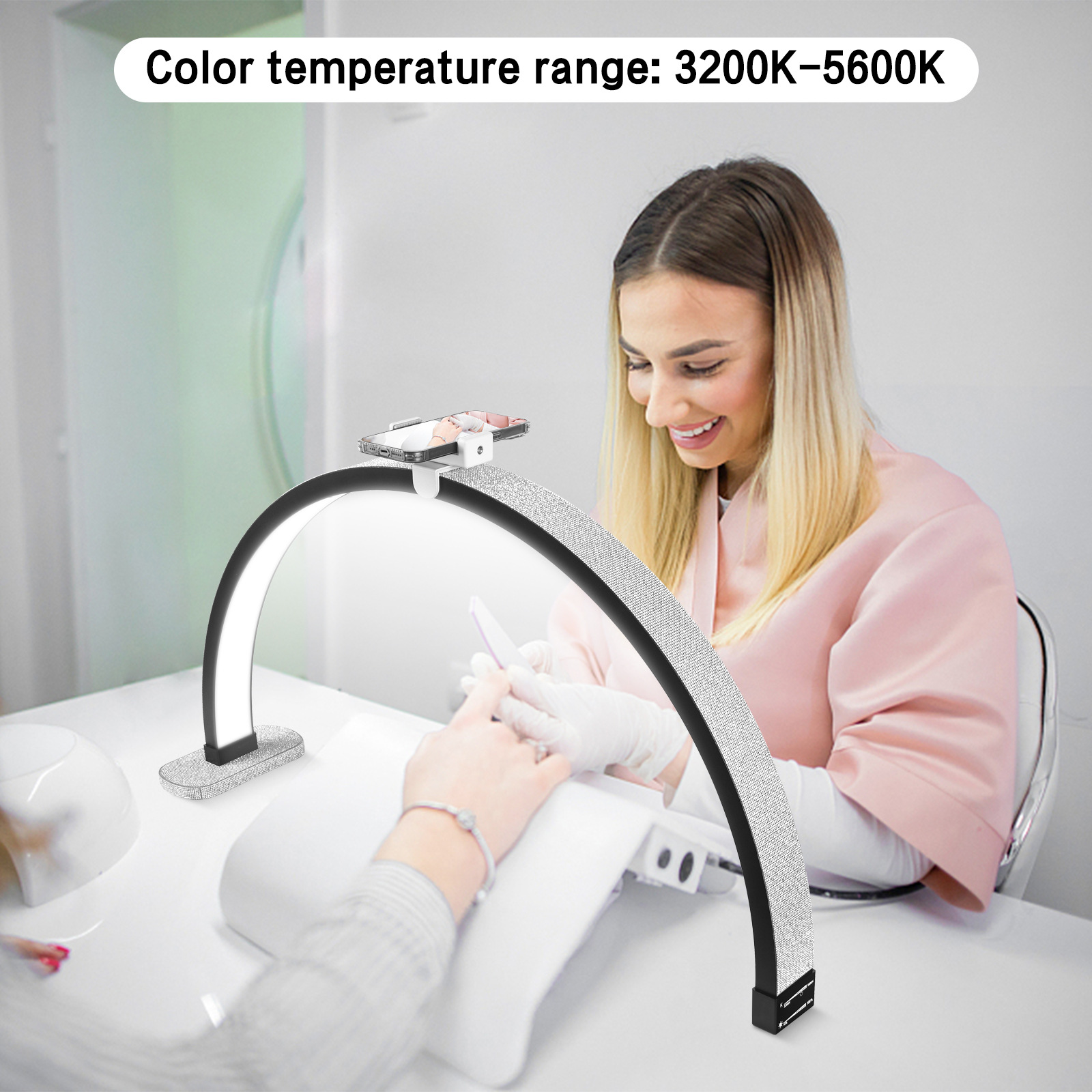 Nueva manicura lámpara de mesa de escritorio tatuaje bordado relleno luz pegada diamante media luna belleza lámpara manicura trabajo iluminación al por mayor