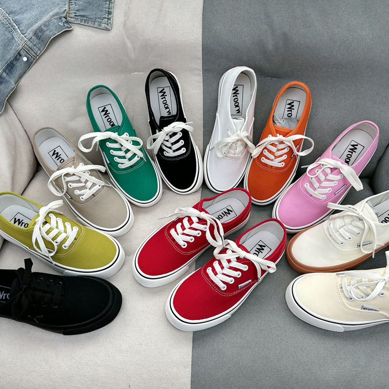 Anaheim canvas shoes women's low-top skate shoes small white Black Forest Green beige brown red milk tea Tiffany Green
