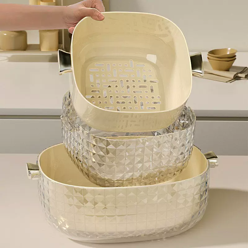 双层沥水篮厨房菜篮滤水篮家用水果盘洗水果神器淘菜盆菜篮子洗菜