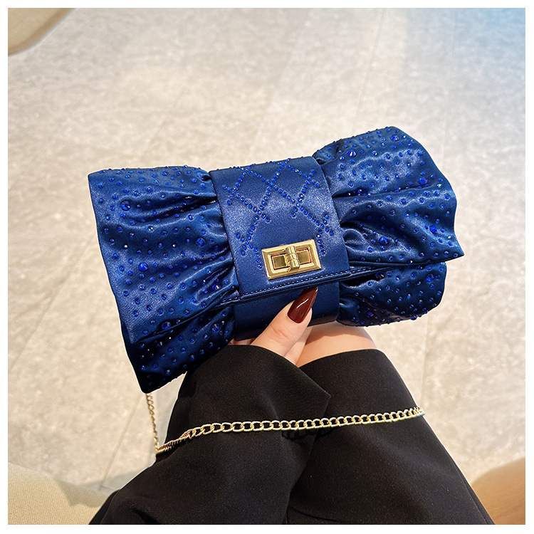 Paquete de cena de damas transfronterizas, paquete de fiesta de lujo ligero de diamante, paquete de cena de mano de arco de arco de oro de alto nivel