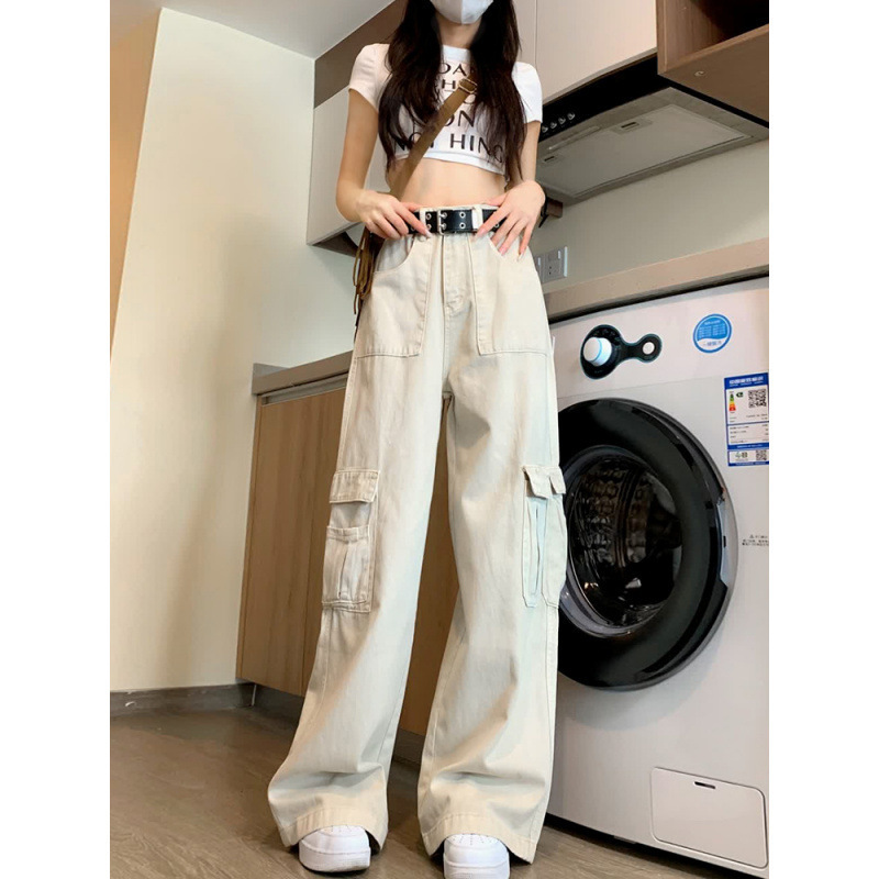 American-Style Workwear Jeans for Women, Summer 2025 New Popular High-Waisted Loose Straight White Wide-Leg Pants for Spring and Autumn American-Style Workwear Jeans for Women, Summer 2025 New Popular High-Waisted Loose Straight White Wide-Leg Pants for Spring and Autumn