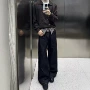 宽松男女直筒美式牛仔裤