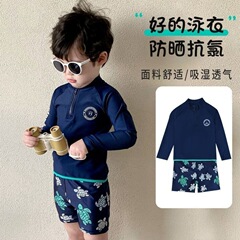 儿童泳衣男童2025新款分体长袖防晒速干中小童男孩温泉宝宝游泳衣