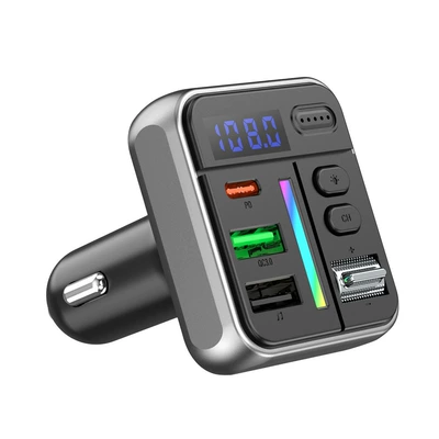 P20 car charger blue mp3 play FM FM noise reduction call type-c fast charging atmosphere light car cigarette (Mobil şarj cihazları) - p20