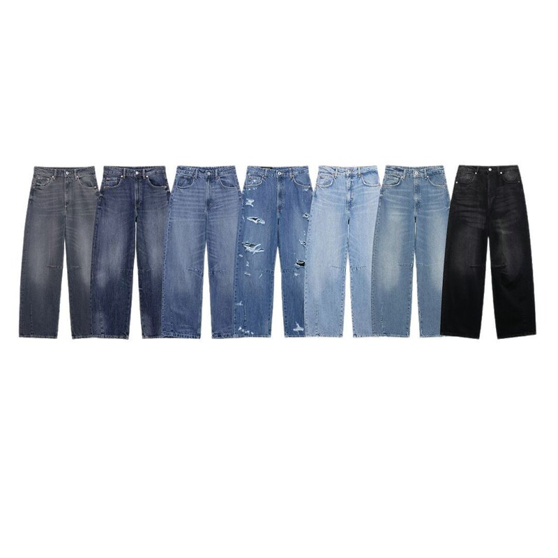 European and American Style Women's Clothing 2025 New European and American Fashion Mid-Waist Balloon Style Loose Jeans 5575244