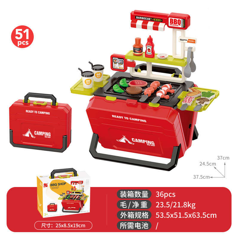 Niños transfronterizos en casa mesa de barbacoa juguetes BBQ set cocina barbacoa kebab simulación carritos de alimentos