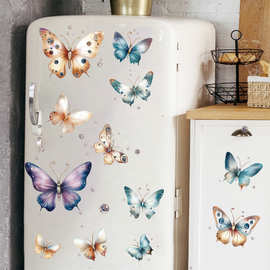 跨境代发彩色蝴蝶可移除墙面装饰墙贴浴室镜面美化贴纸商场玻璃贴