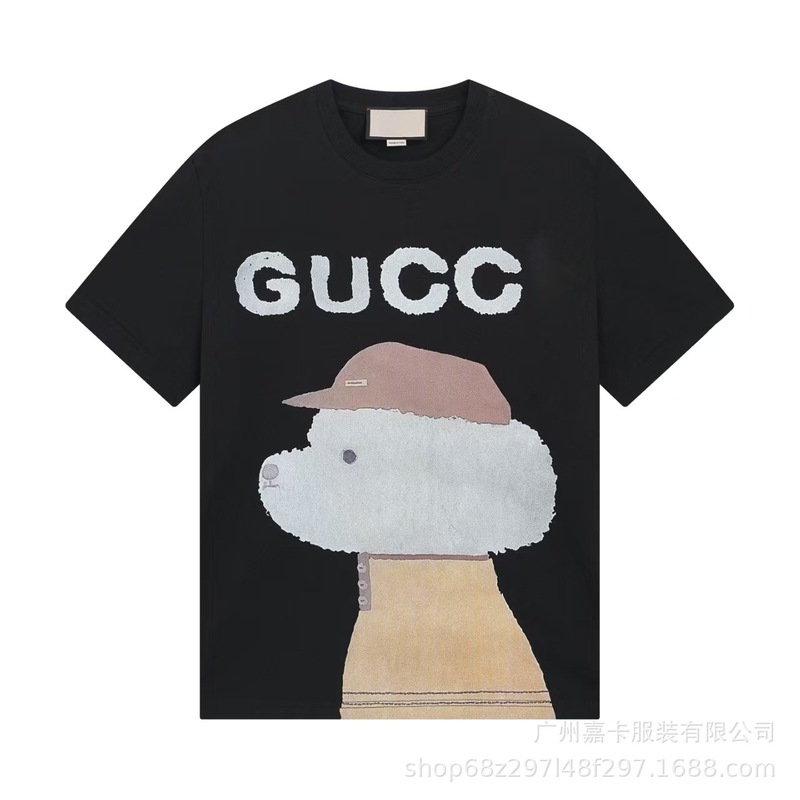 クロスボーダーハイエンドGファミリーTシャツラウンドネックフロントロゴ柄シリーズカジュアル男女同型半袖Tシャツ|undefined