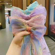夏季新款蝴蝶結發夾可愛兒童網紗飄帶發卡超仙百搭韓國網紅頭飾