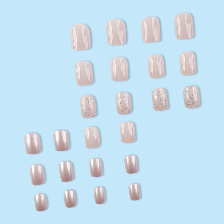 Uñas de uñas rosadas y suaves, naturalmente dulces y de moda, productos terminados al por mayor de 24 piezas, uñas portátiles transfronterizas