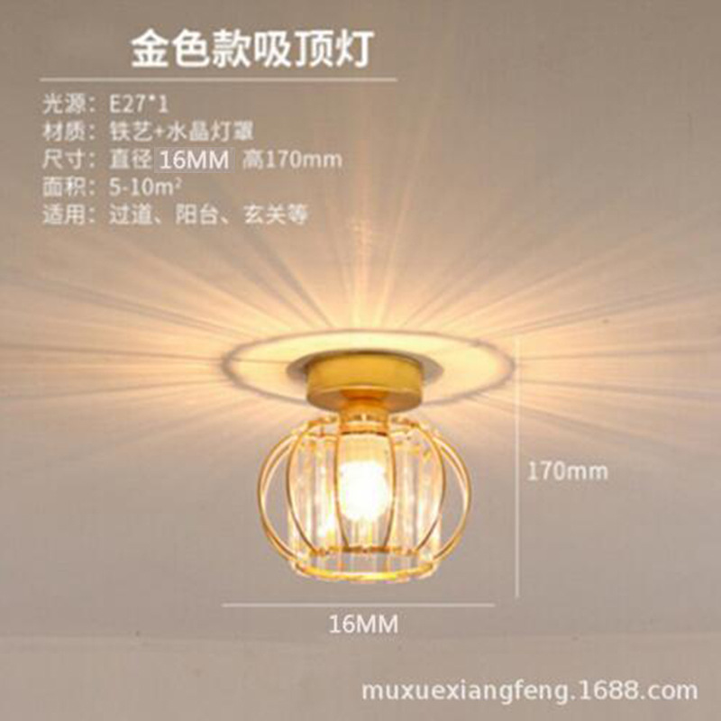 Personalidad creativa lámpara de techo de cristal lámpara de pasillo moderna minimalista pasillo de entrada Balcón de estilo europeo pequeña lámpara de techo