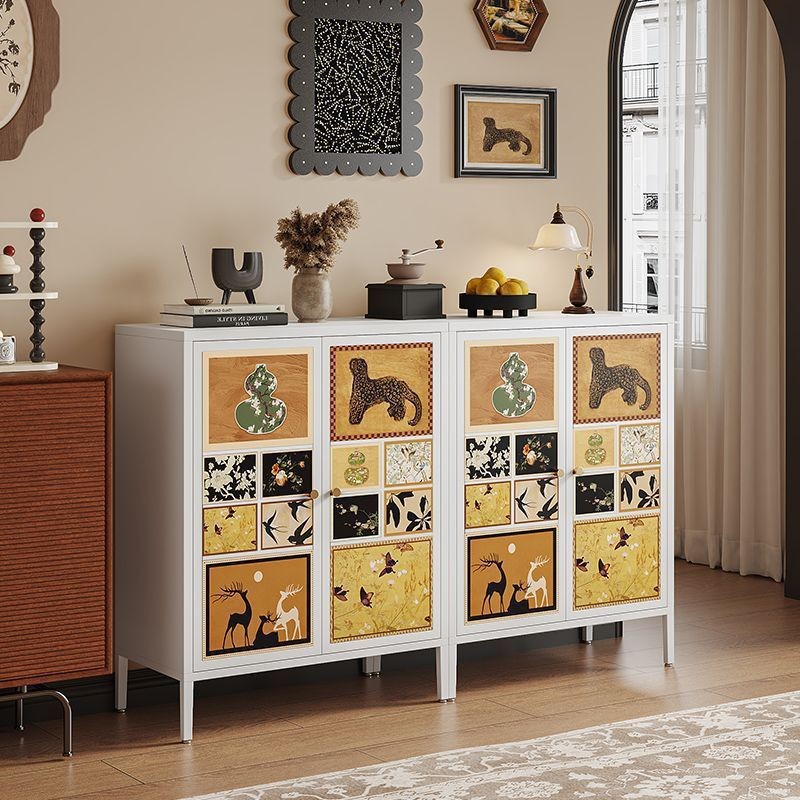 French Retro Style Iron Sideboard 2025 New Living Room Steel Multi-Layer Storage Cabinet Multi-Functional Storage Cabinet