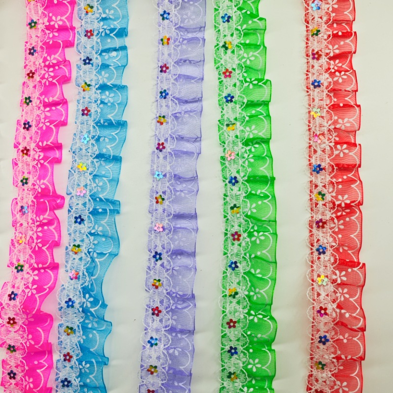 Sequinilla de color doble encaje acessorios DIY acessorios para el hogar blando gorra vestido acessorios Lolita