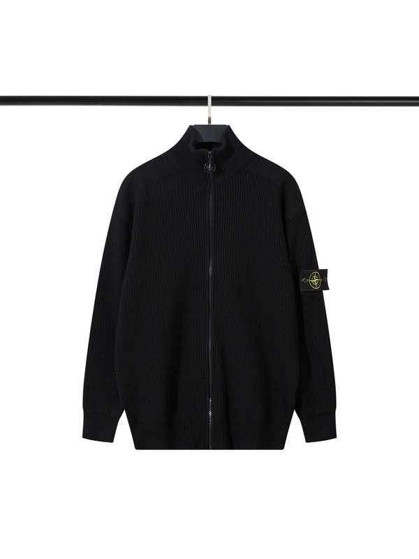 Cross-Border Stone Stone Island Zip-Up Knit Sweater with Logo, Versatile and Simple, Unisex Style for Men and Women Cross-Border Stone Stone Island Zip-Up Knit Sweater with Logo, Versatile and Simple, Unisex Style for Men and Women